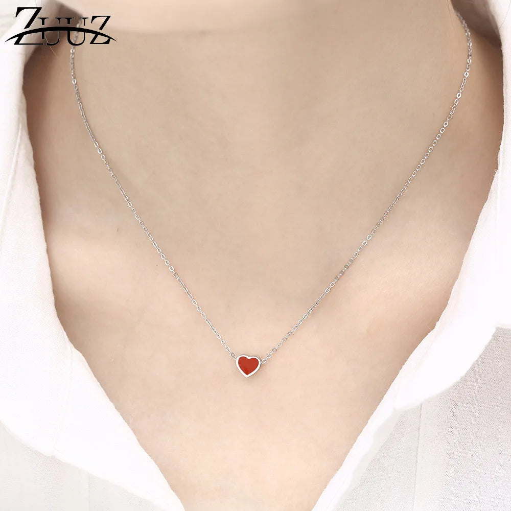 Stainless Steel Chain Choker Heart Best Friends Pendant Necklace Women Chocker Neckless Accessories Jewellery